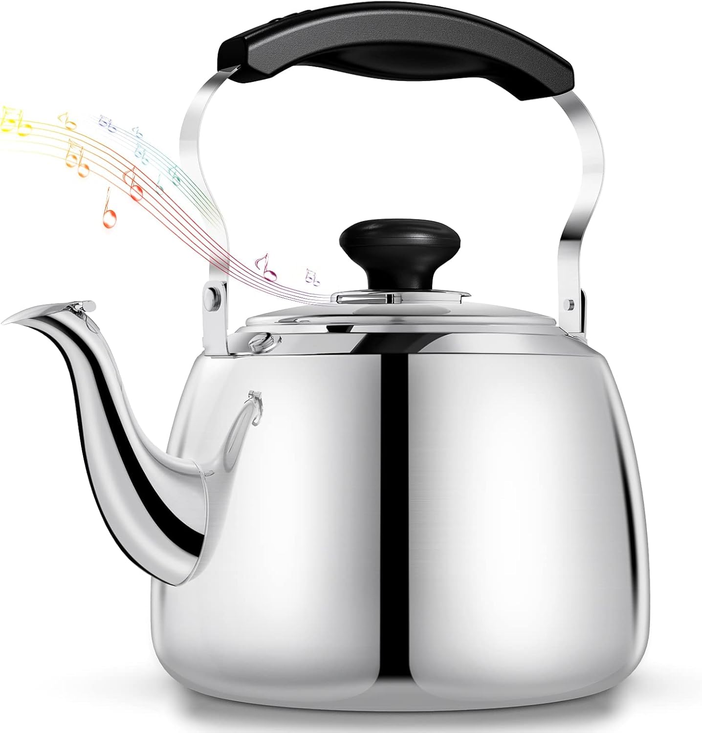 Tea Kettle, Stainless Steel Stovetop Whistling Tea Kettles 2L, Mirror Polished Food Grade Stainless Steel Tea Kettle Stovetop