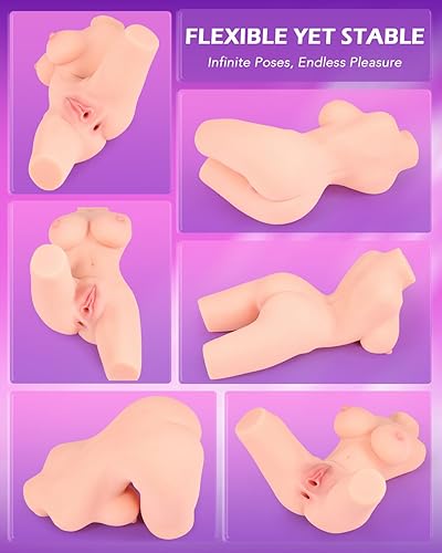 Miniatura 6 de SENSUA Muñeca sexual realista de torso de 11 libras, mini masturbador masculino 3 en 1 con pechos suaves, vagina ajustada realista en 3D y anal,