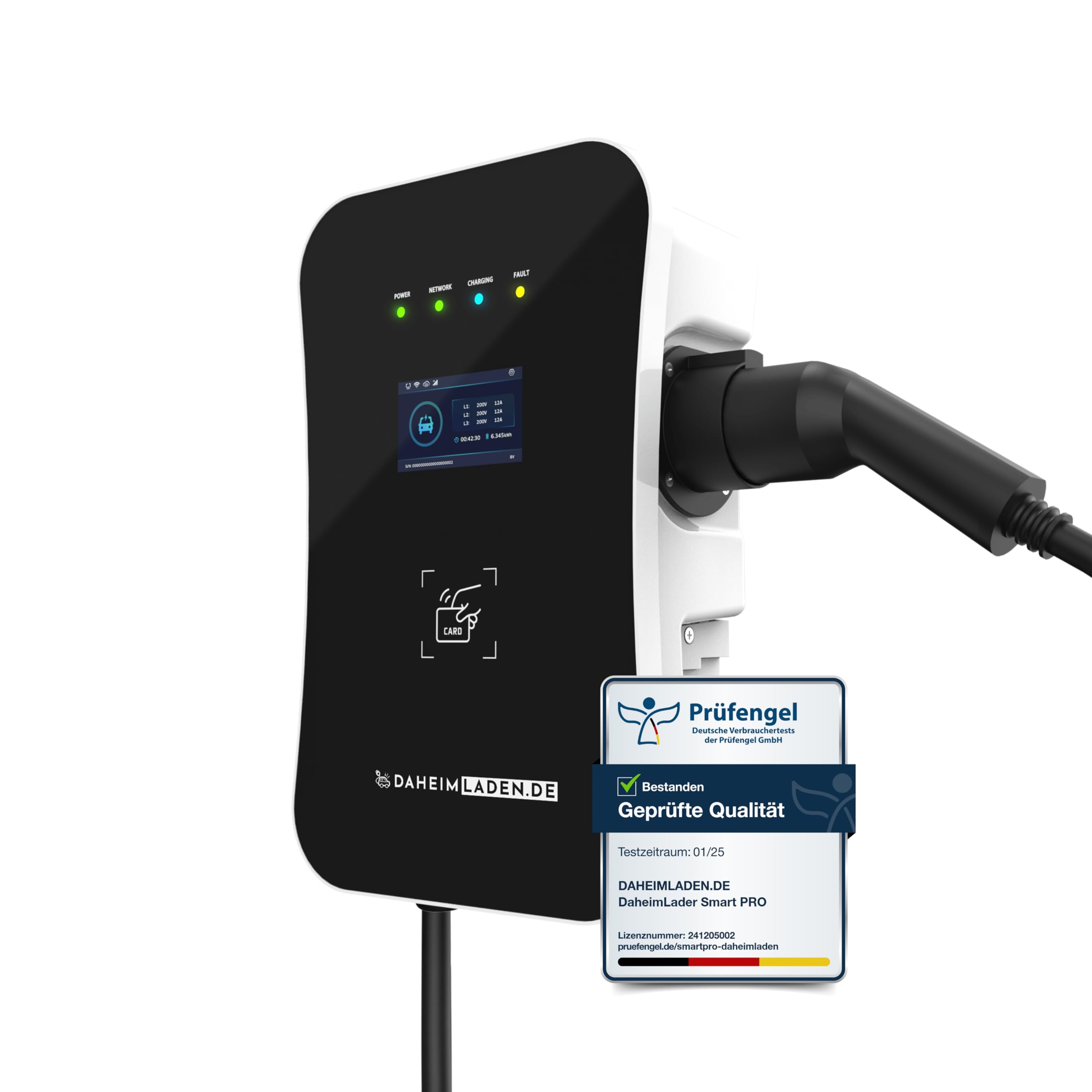 DAHEIM LADEN.DE Smart PRO Wallbox 11kW mit 5m Ladekabel, mit App, PV-Überschussladen, Lastmanagement, RFID, 14a