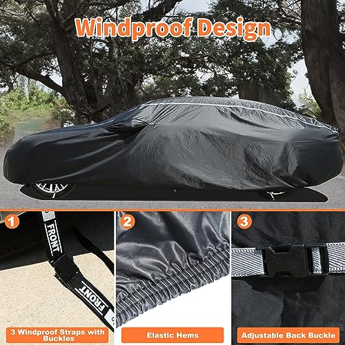 Image of Coverado 6 Layers Car Cover Waterproof All Weather, Soft Cotton Lined Coupe Cover, Outdoor Heavy Duty Car Covers Rain Snow UV Hail Protection, Full Covers Universal Fit for Sports Car (173 inch-182 inch)