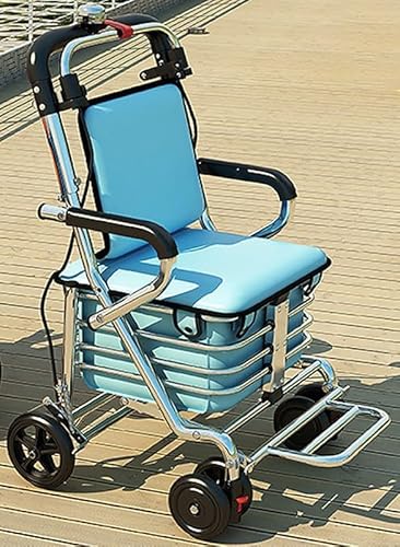 高齢者用折りたたみ式歩行器、シート付き、軽量高齢者用ローリング歩行器、高齢者用屋外用トロリー(Color:C)