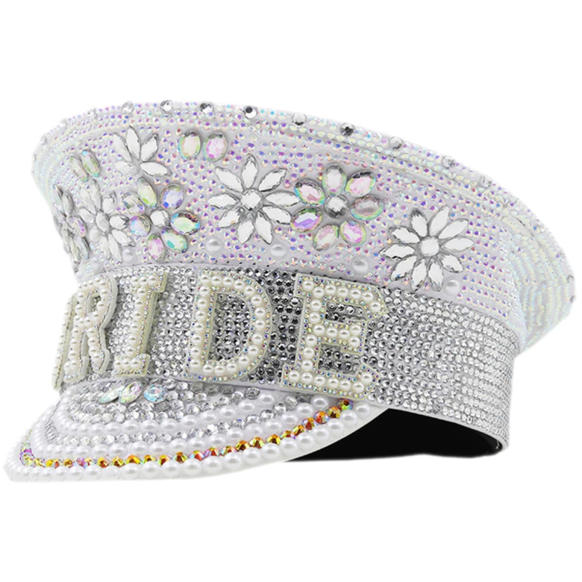 Artibetter Sombrero de Novia Cómodo Gemas de Imitación Blanco y Cuero Diseño Delicado y Llamativo para Bodas y Despedidas de Soltera para Mujeres