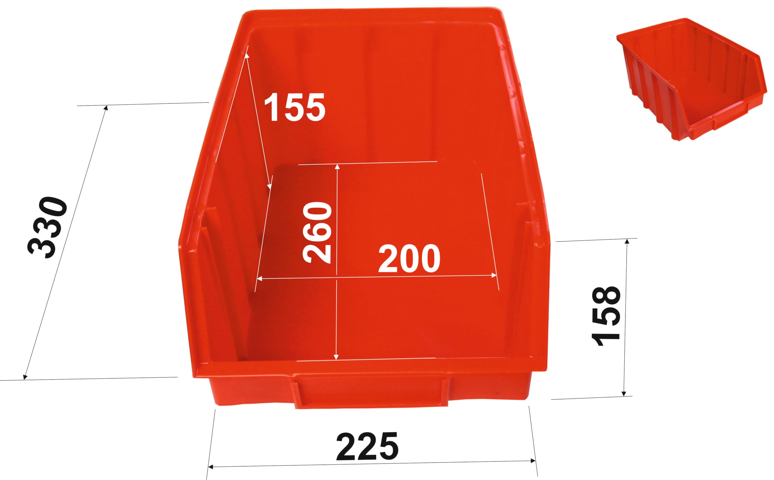 S&S-Shop 15 Stapelboxen Rot Gr.4 | aus hochwertigem Kunststoff | mit Schildcheneinschub | Lagerkisten | Schraubenbox | Lagerboxen | Sortierbox | Ordnungssystem | Werkstattzubehör