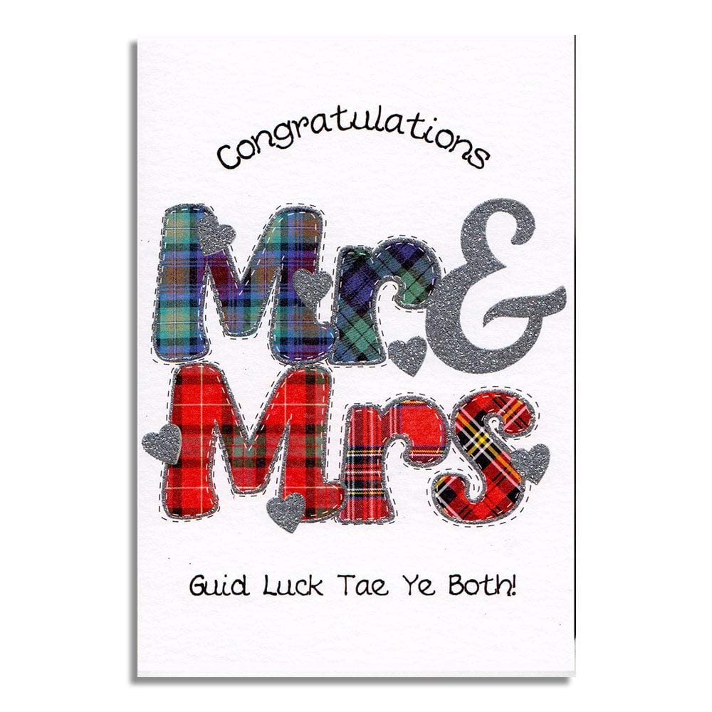 Embroidered Originals Congratulations Mr & Mrs Scottish Wedding Card WE52