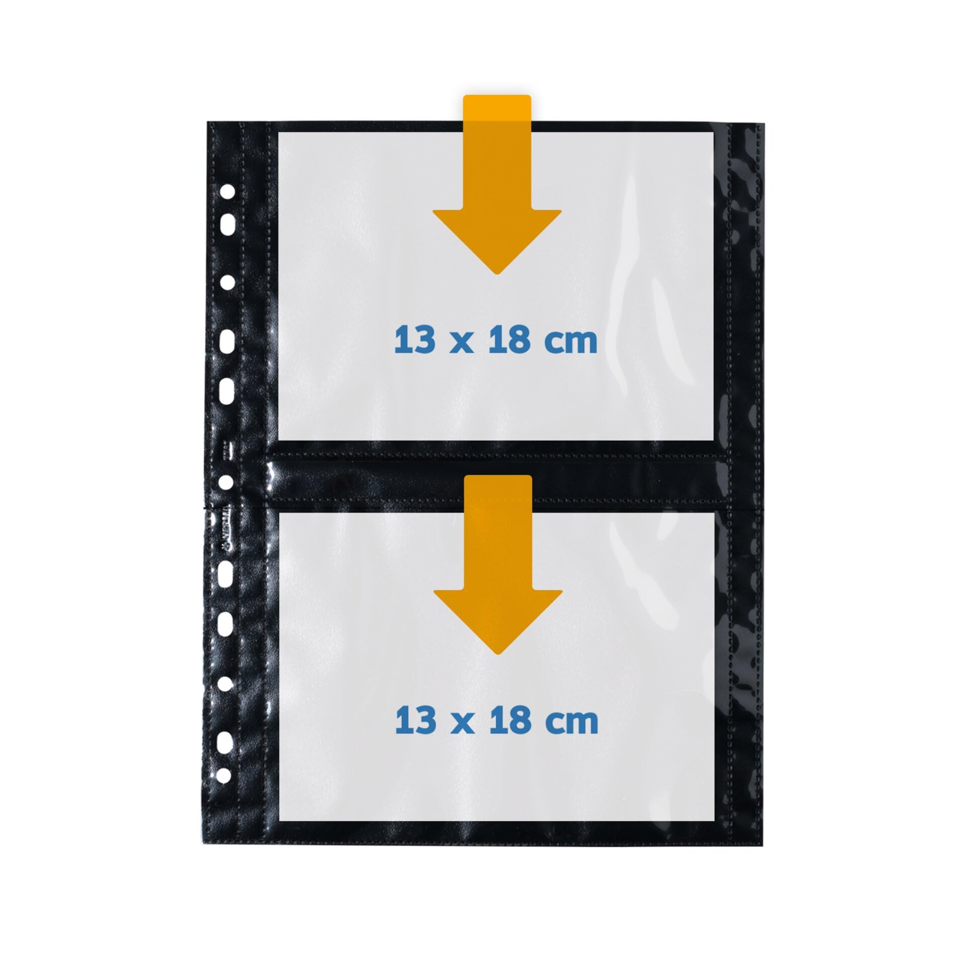 HERMA 7718 Fundas para fotos para carpetas, 250 unidades, 13 x 18 cm horizontal, 2 compartimentos divididos, se pueden equipar por ambos lados, fundas para fotos fotográficas, fundas para tarjetas
