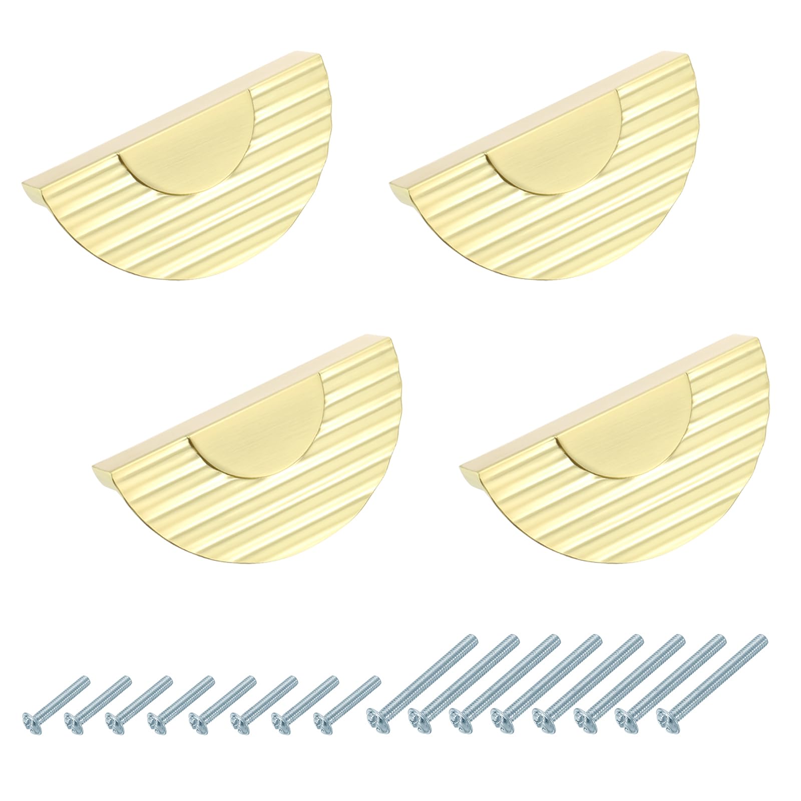 Poignées d'armoire en demi-lune lot de 4 boutons de meuble dorés 6,4 cm