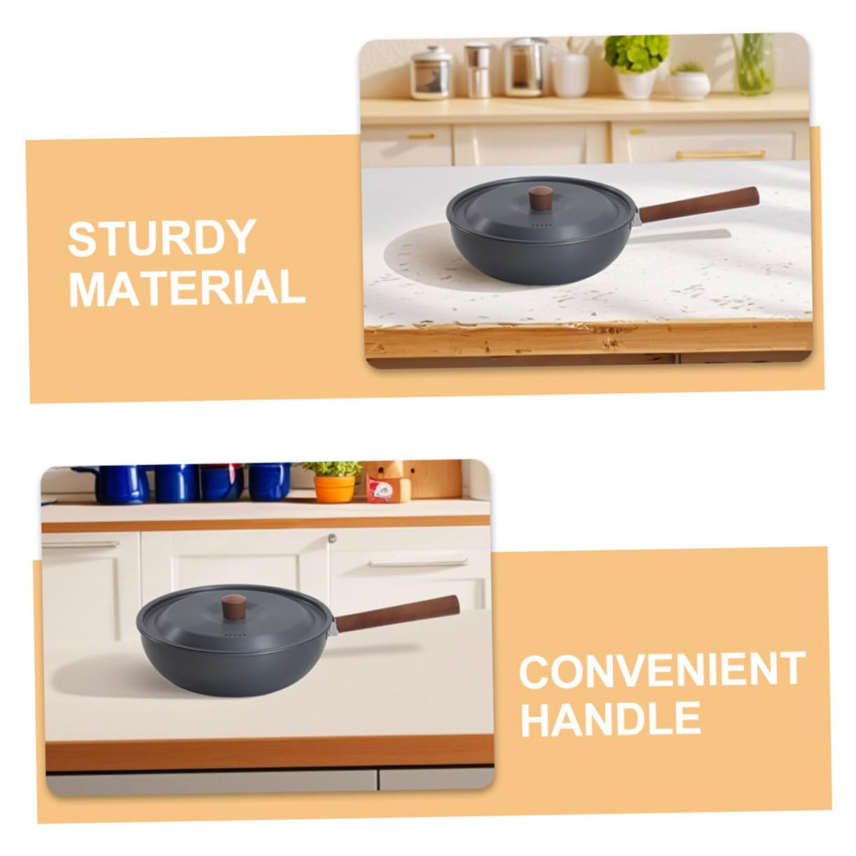 UKCOCO Poêle à Frire de Camping en Alliage D'aluminium, Surface Antiadhésive, Poignée Amovible, Chauffe Uniformément, Cuisine Extérieure et Pique-niques