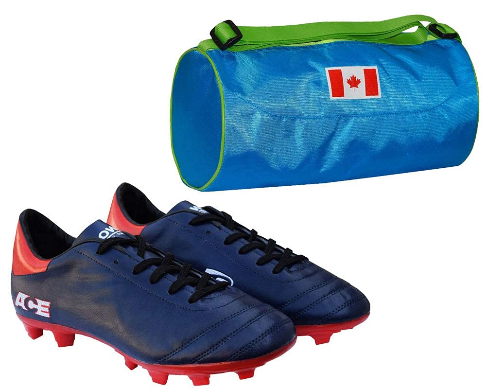 Charged Sports Bag Vancouver Small Sky with Gowin Football Shoe Ace Navy Red Size-8 and Triumph Football PVC Boss Yellow