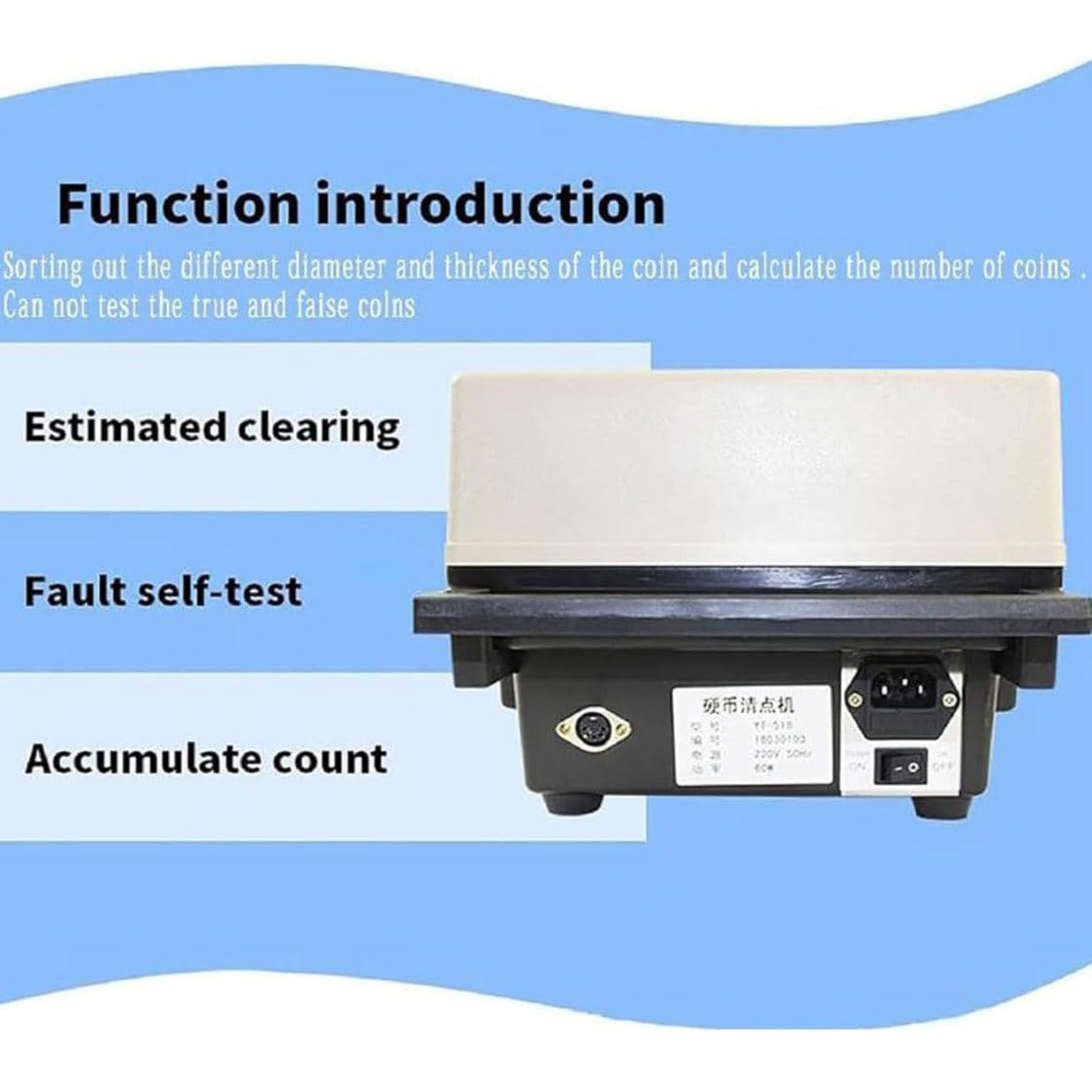 Selezionatore di Contamonete Elettronico, Contatore di Monete Ad Alta velocità da 1200 Pezzi/Min per Monete da 15mm ~ 34mm, Selezionatore di Monete per Negozi di Banche Aziendali Ristoranti