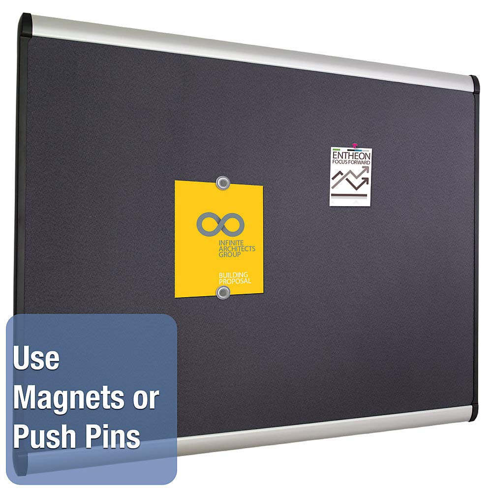 QuartetPrestige Plus Magnetic Fabric Bulletin Board, 3 x 2 Feet, Aluminum Finish, One Board per Order (MB543A)
