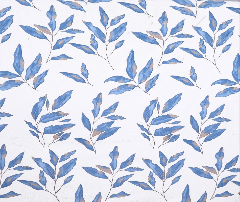 Image of NEW LEAF Premium Cotton Elastic Fitted Bedsheets with 2 King Size Pillow Covers | Double Bed with All Around Elastic 180 TC Supersoft |Size-72 King Sizex78+10 inches | Floral, White & Blue