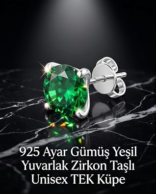 925 Ayar G m  Ye il Zirkon Ta l   ivi K pe Unisex Minimal K pe 3mm 4mm 5mm 6mm 7mm Parlak Ta  Hassas Kulaklara Uygun Klipsli Tek  ift Se enekli Unisex G nl k Kombin