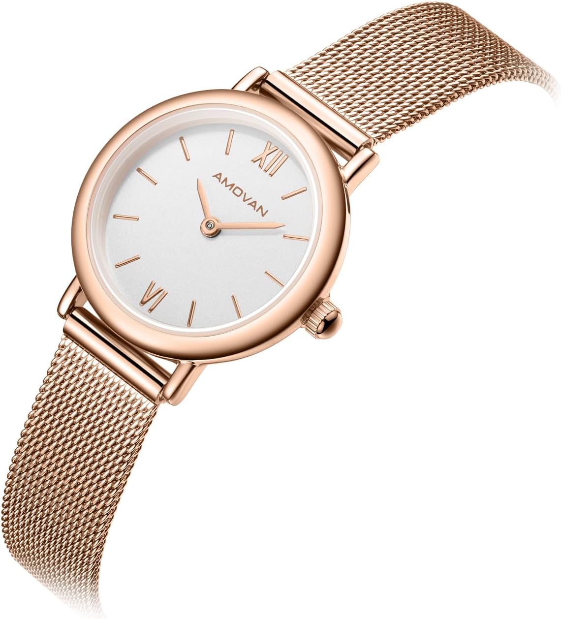 Rose Gold Watches for Women with Small Solid Stainless Steel Band, Two Hands Minimalist, Rectangular Case Roman Dial, Water Resistant,Adjustment Tool Included - Image 2