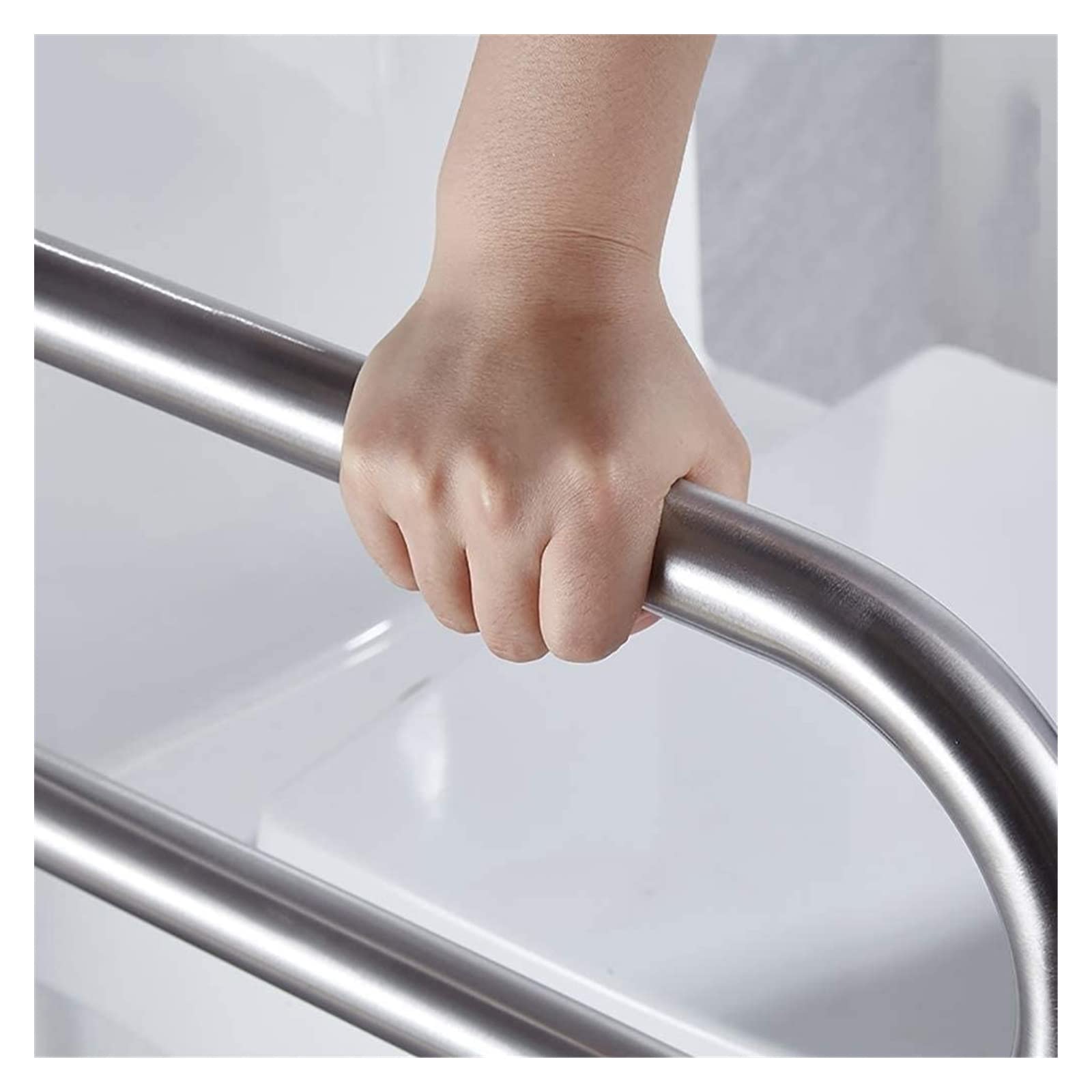 Barras de Apoyo, pasamanos, barandilla de Inodoro de Acero Inoxidable para Montaje en Pared, Asiento Plegable de Seguridad en Forma de U abatible.