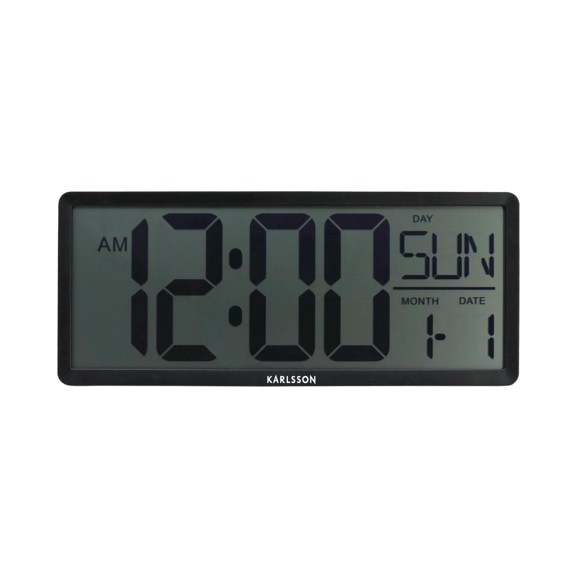 Karlsson Black Wall Clock Retro Lcd - 34.8 X 2.7 X 14.8 Cm - Rectangle - Thermoplastic - Wall Clock Modern Living Room - Wall Clocks