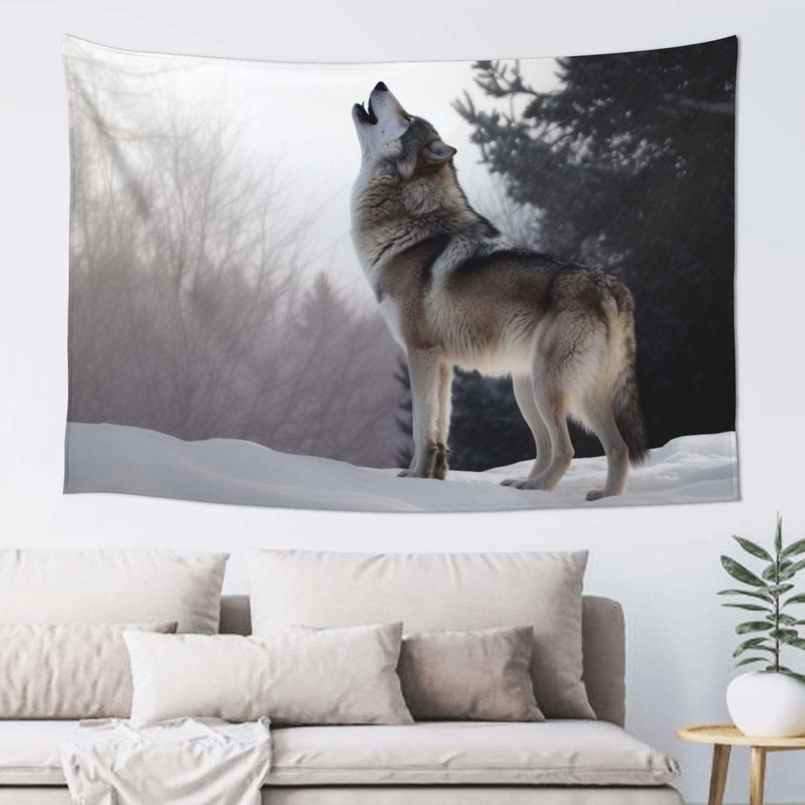 Fodpand Black Howling Wolf Tapestry Dorm Decor, Party Backdrop Aesthetic Tapestries Wall Hanging Banner For Bedroom, Modern Wall Art Poster Blanket, Home Decor Wall Tapestry 60"X40"