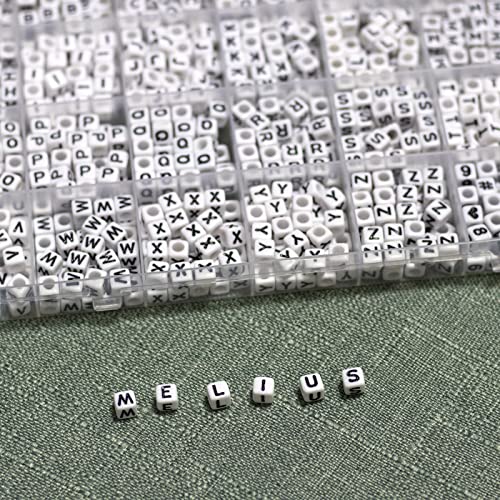 Image of MELIUS Acrylic Square Letter Beads, 1120Pcs 6x6mm in Alphabetical Order A-Z with Numbers Colorful Hearts Cube Beads for Jewelry Making, DIY Necklaces, Key Chains, Bracelets (Pack of 2)