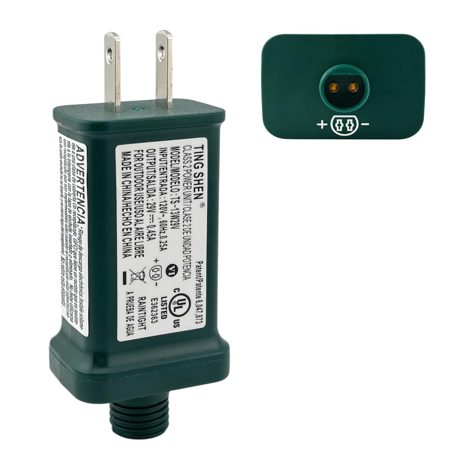 Netzteil TS-13W29V Klasse 2 LED Trafo 29V 0,45A 13W LED Regenfest IP44 US-Stecker Adapter, LED-Streifenlicht, Weihnachtsbeleuchtung, saisonaler Einsatz LED-Treiber für Weihnachten X-Mas Baum
