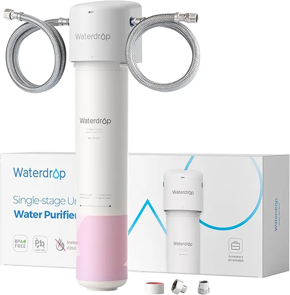 Waterdrop Water Filter for Bathroom for Face Care, Soft Water, Strontium-enriched, Reduce 99.9% of Baçtёria in Bathroom Sink Faucet, Reduces Skin Redness and Irritation, WD-BFU1