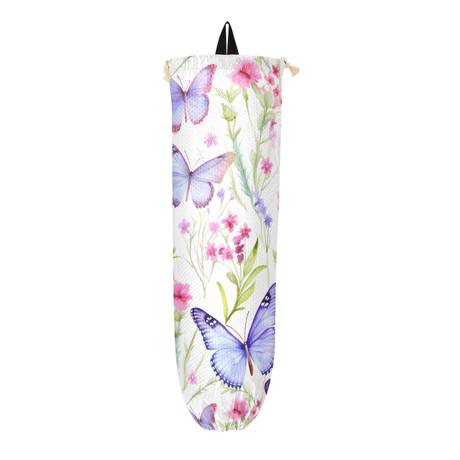 SHIYOU-porte-sac En Plastique Papillon, Support Mural Pour Sacs D Picerie Sac De Rangement Plastique Corde Traction R Glable Distributeur Cuisine Mais