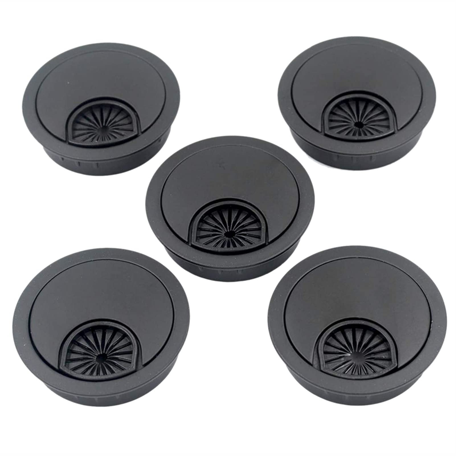 Passacavo per scrivania, 5 Pezzi 2 Pollici scrivania Filo passacavo passacavo Foro di Copertura for Ufficio PC scrivania Cavo organizzatore Cavo Copertura in plastica(Black)