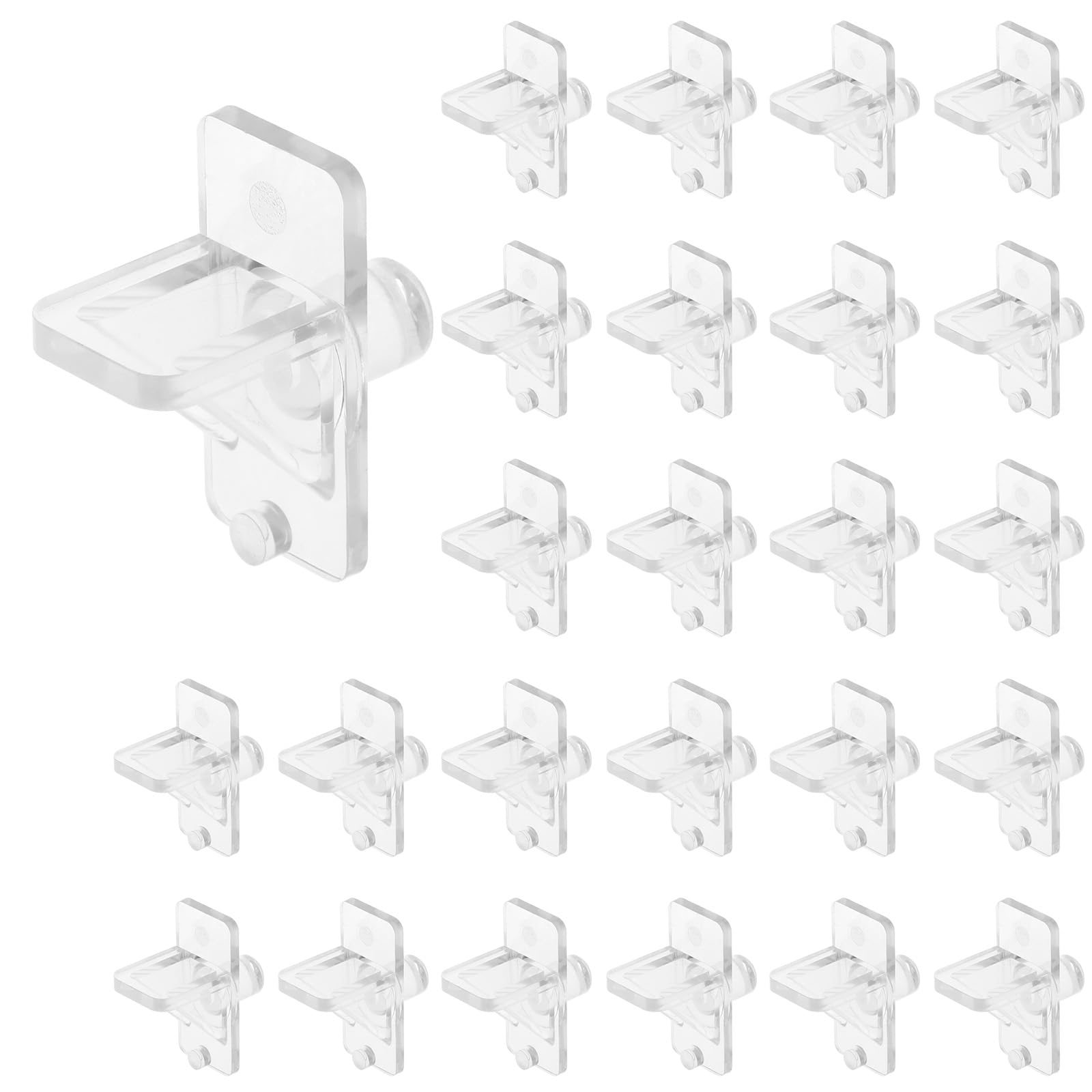 25pcs Plastic Shelf Support Pegs, 6mm/1/4" Clear Cabinet Shelf Holder Clips Heavy Duty 6lb Load Capacity Support Pins for Kitchen Home Office Cabinets Bookcases Wardrobes Closets