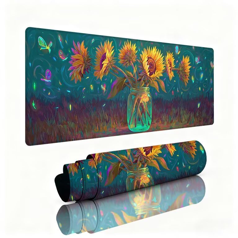 Turkusowa podkładka pod mysz do gier duża podkładka pod mysz 1200 x 600 x 3 mm podkładka pod mysz słonecznik gładka powierzchnia antypoślizgowa gumowa podstawa pod biurko akcesoria do gier dla gracza
