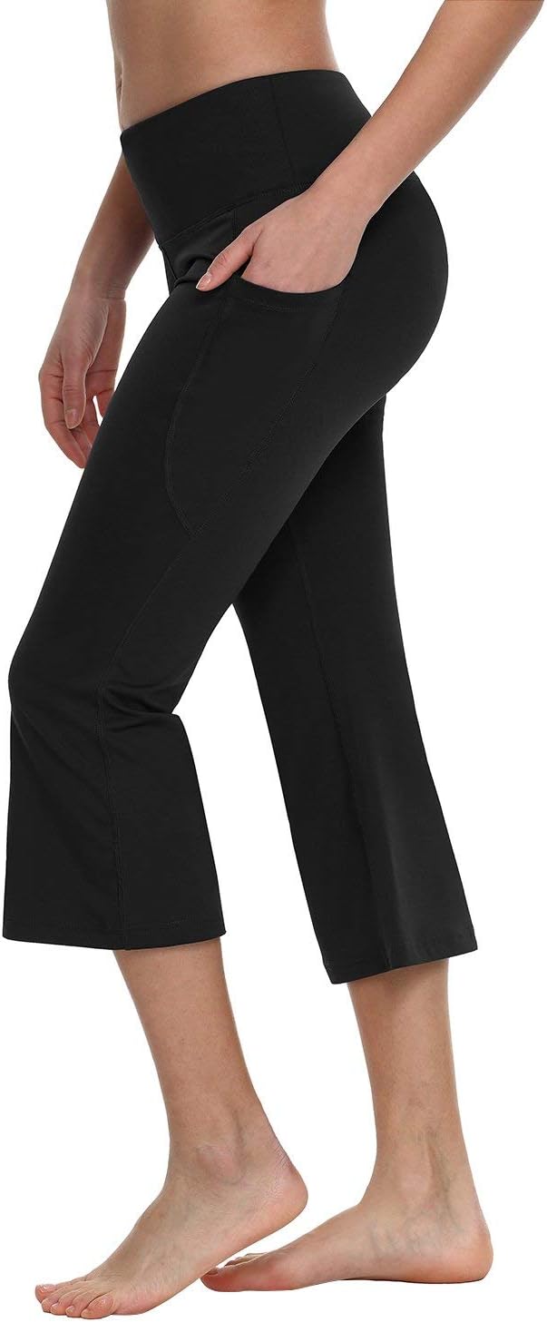 baleafFlare Yoga Pants Women Capri Leggings with Pockets Bootcut Crop Pants Casual Summer Lounge Workout Work - 21"