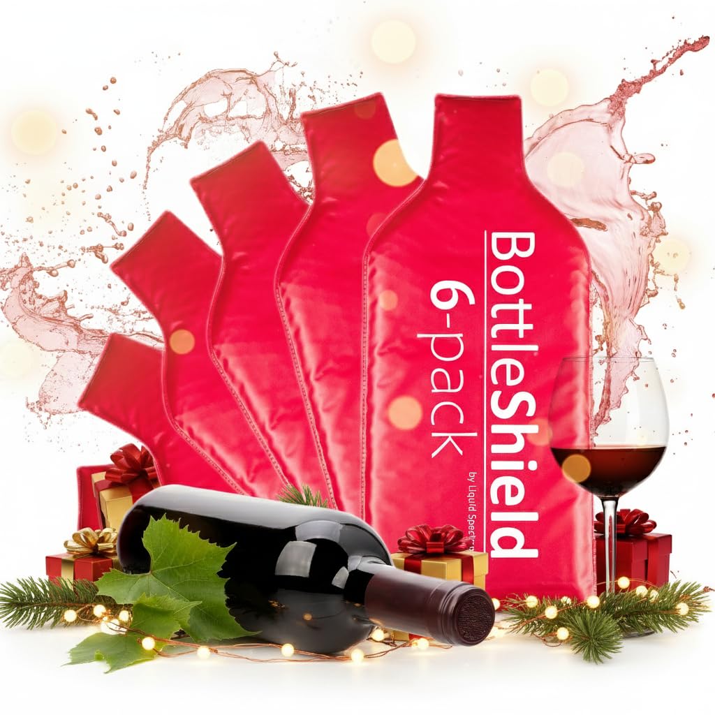 Liquid Spectrum BottleShield - Funda protectora de botella para viajar (juego de 6) reutilizable de doble capa protectora, doble cierre de cremallera con sello a prueba de líquidos, ideal para