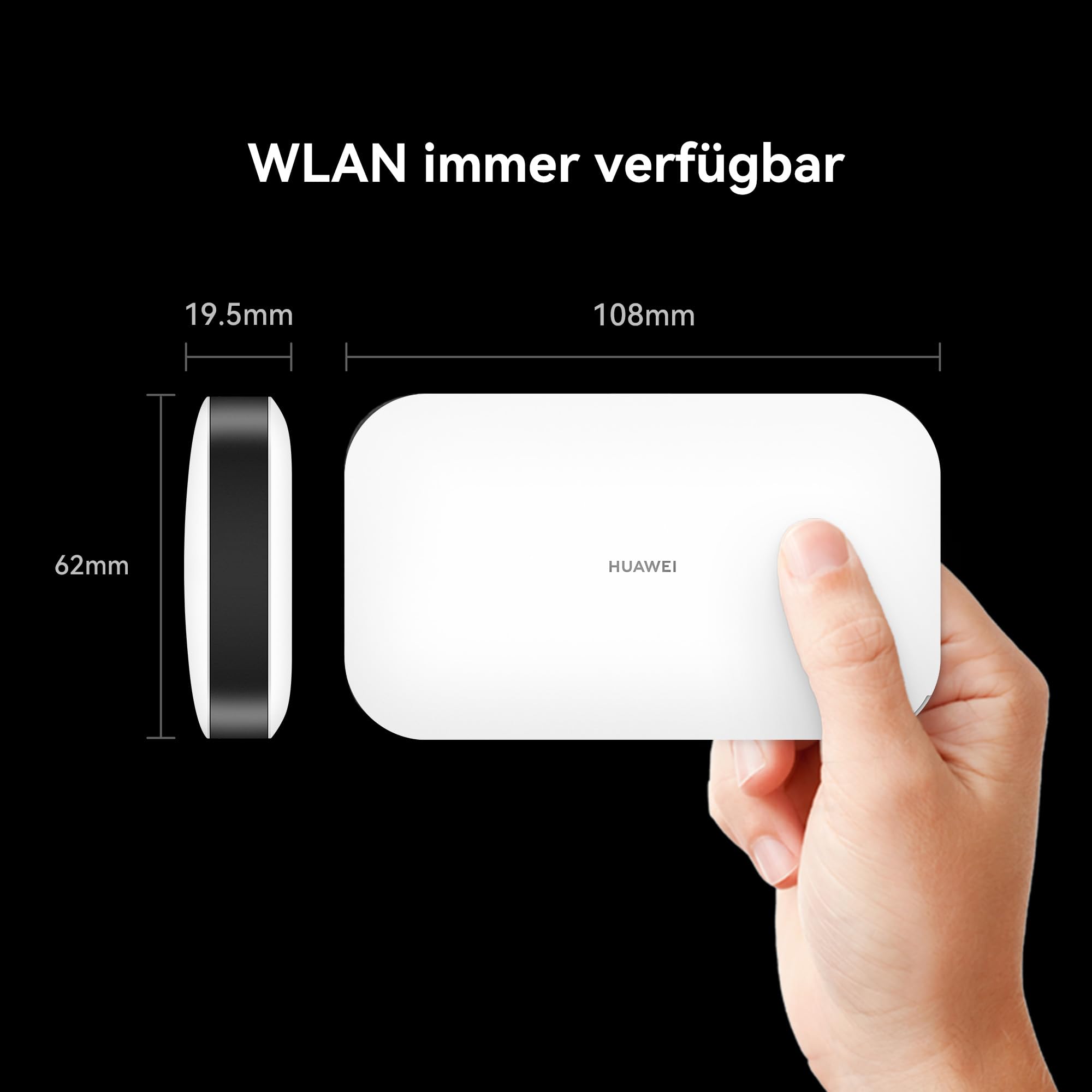HUAWEI 4G Mobile WiFi 3s (Type C), Router, Tragbarer mobiler Hotspot, mobiler Router der Kat 7 mit SIM-Karte, LTE mit 300 Mbit/s Download, Kompatibel mit Allen SIM-Karten, 30 Monate Garantie