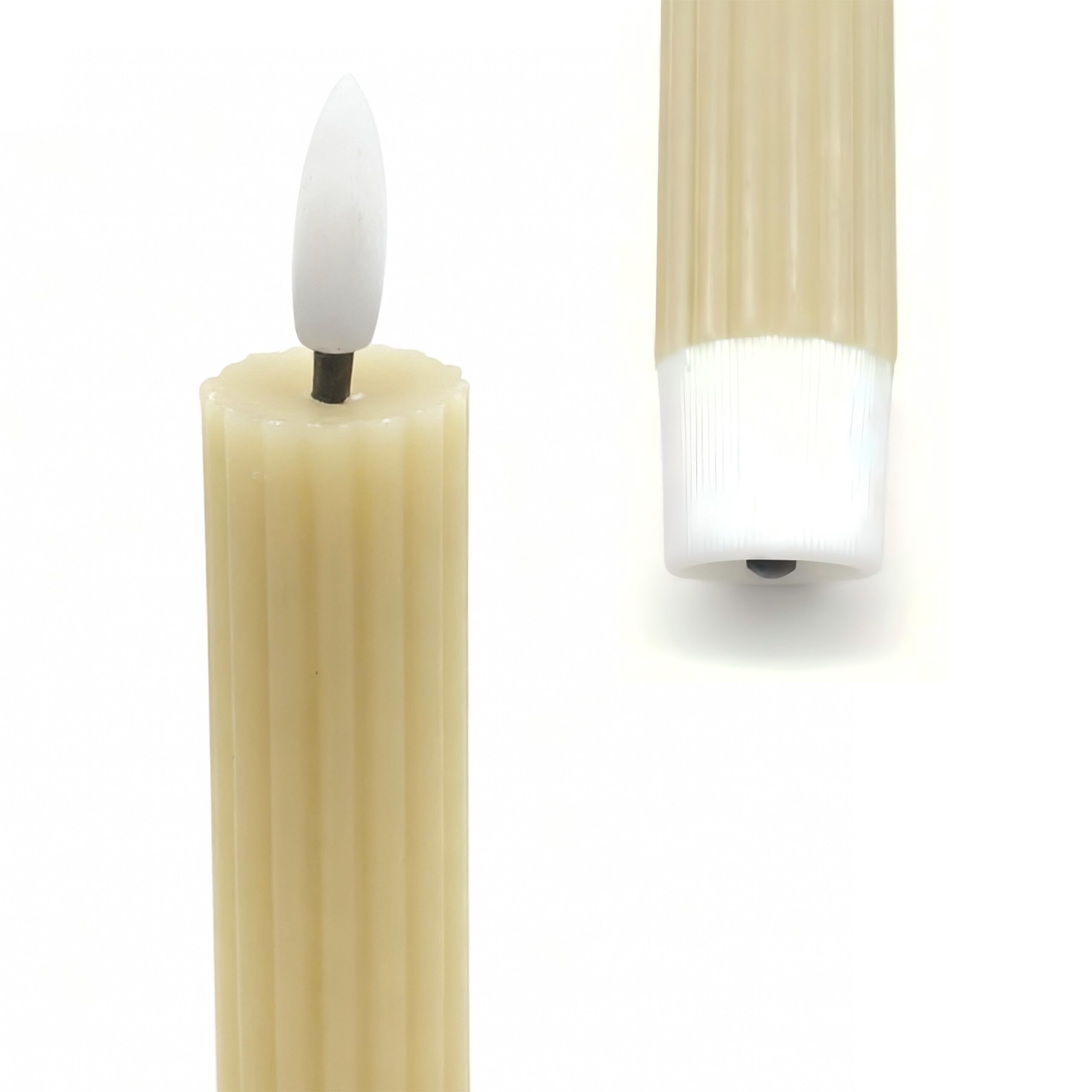 Relaxdays Candele LED a Stelo, Set da 6, HxD: 25 x 2 cm, Fiamma tremolante, in Cera Vera