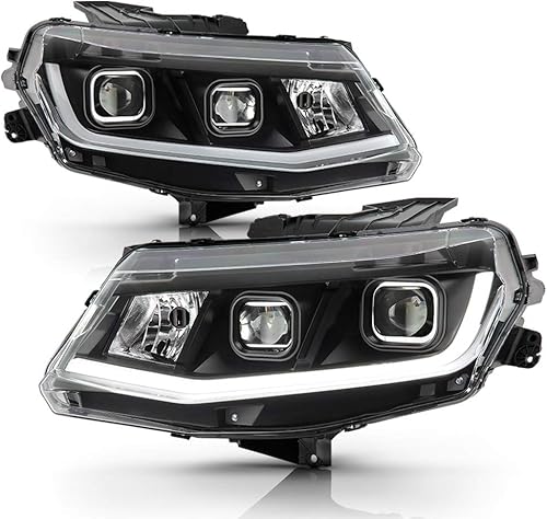 ACANII - Para modelo halógeno 2016 2017 2018 Chevy Camaro LED tubo wdoble proyector faros faros conjunto par