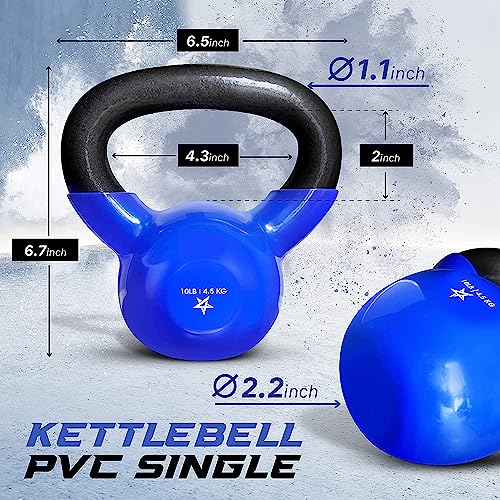 Yes4All Vinyl Coated Kettlebell Weights Set – Great For Full Body Workout And Strength Training – Vinyl Kettlebell 10 Lbs #TOP1