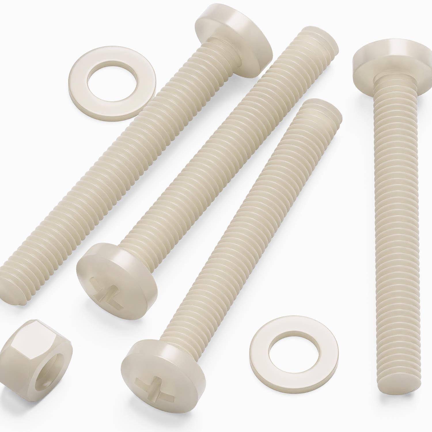 Caterpillar Red Natural 50X Nylon Pan Head Crosshead Machine Screws M5x40mm, Plastic Nuts, Bolts & Washers