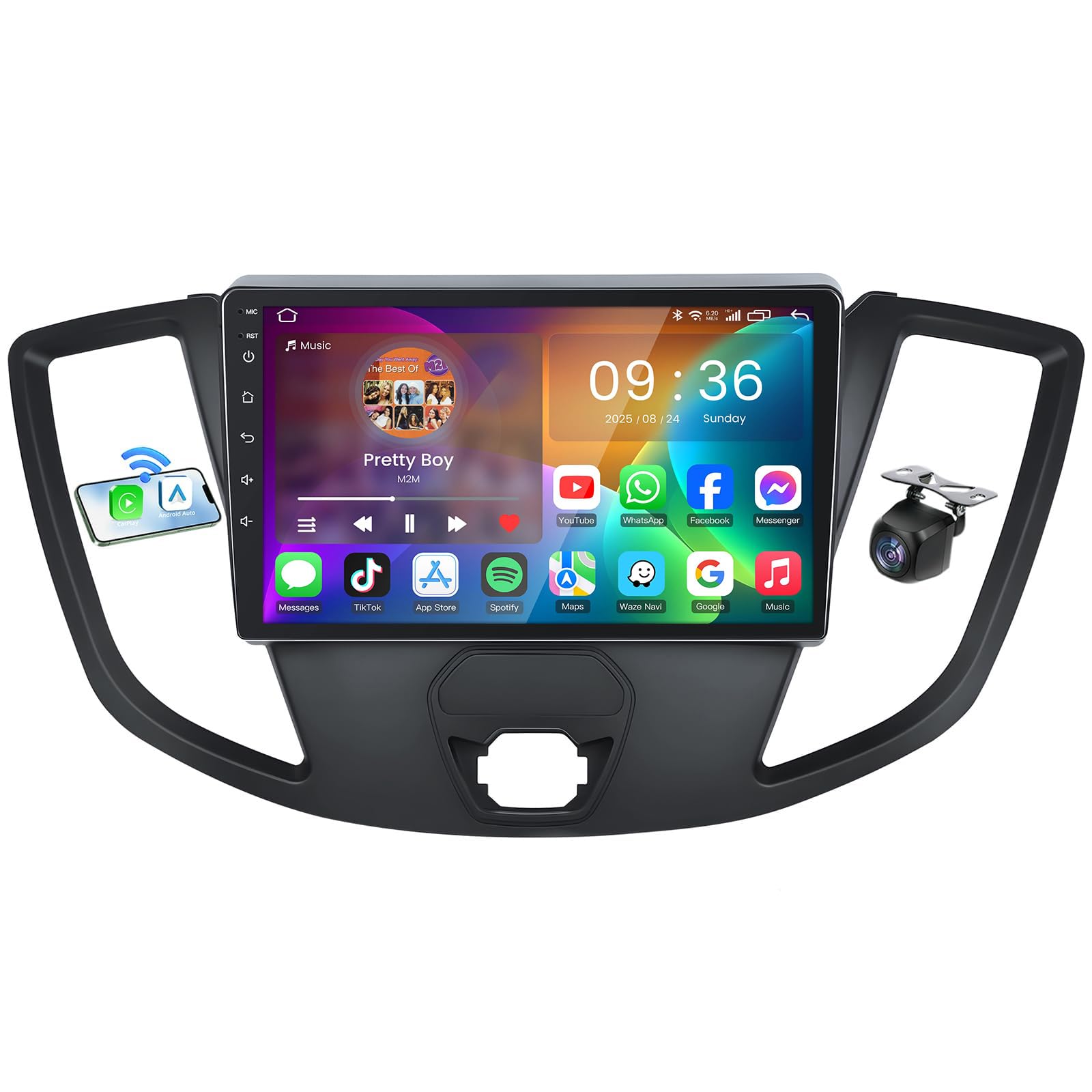 4Core 64GB ROM Car Radio Stereo for Ford Transit 150 250 350 2015 2016 2017 2018 2019: 9 inch 1280 * 800 Touch Screen 5GWiFi Wireless Carplay &