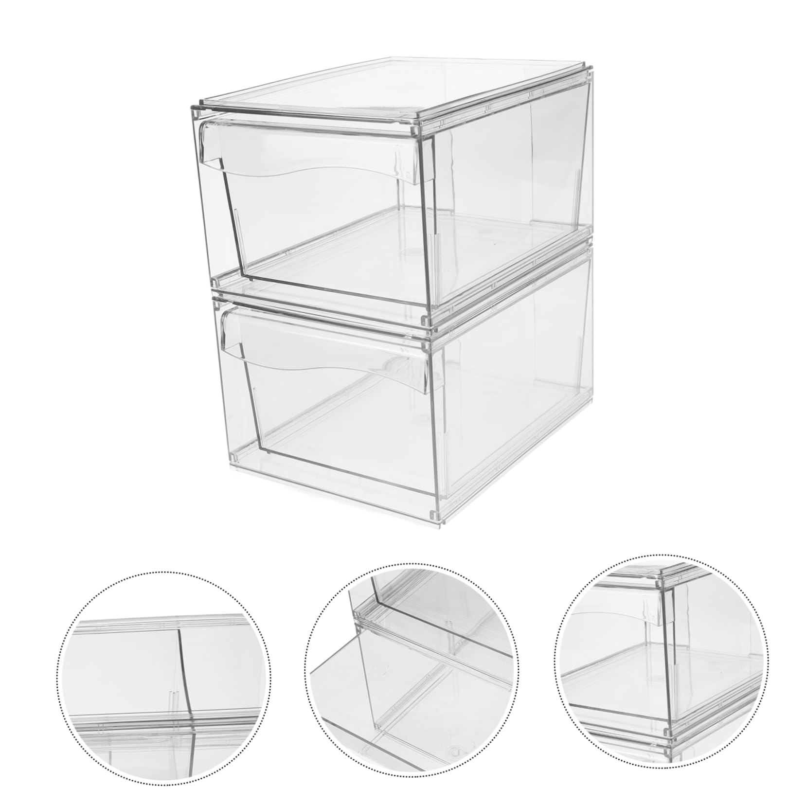 OUNONA 2stücke Stapelbare Acryl-aufbewahrungsboxen Mit Transparenter Organizer Für Kosmetik Make-up Und Hautpflege Multifunktional Für Schreibtisch Und Badezimmer Robust Und Platzsparend