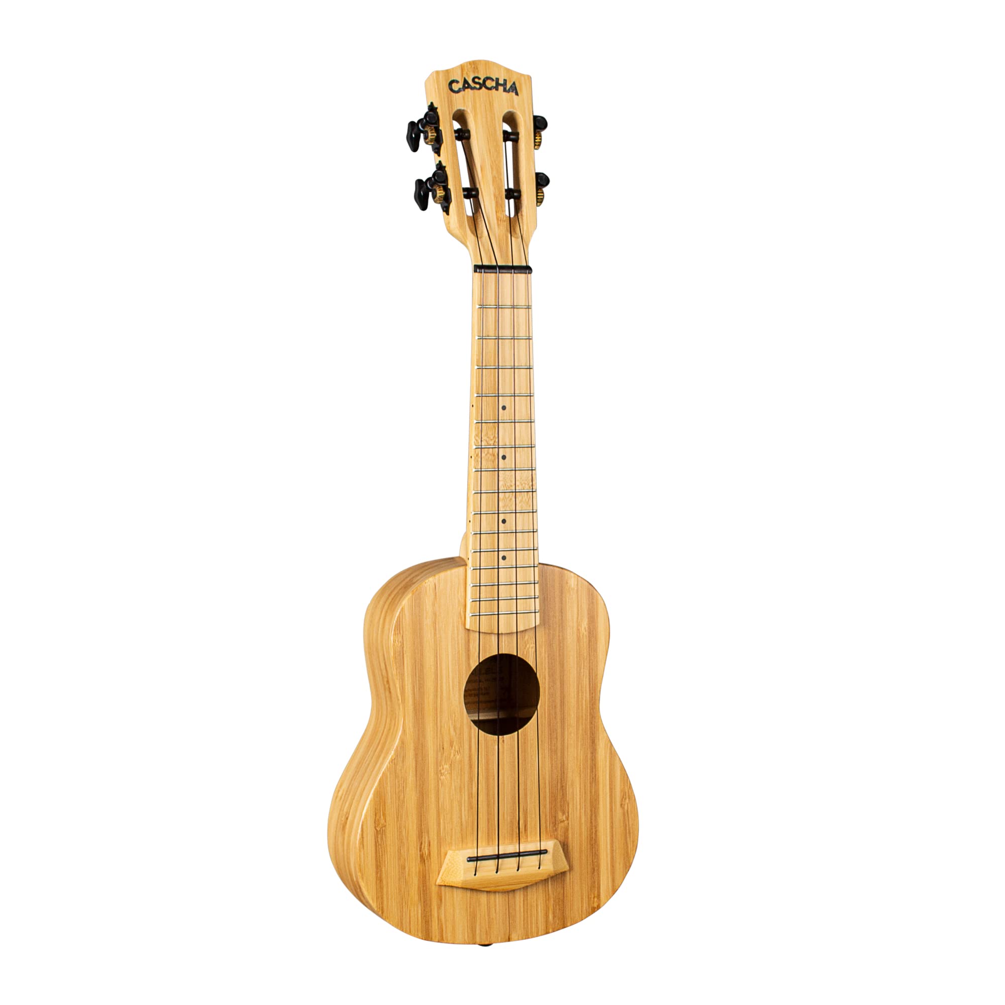 Cascha Bamboo Natural Sopran Ukulele Erwachsene & Kinder - inkl.3 Plektren & gepolsterte Tasche - Bambus-Ukulele für Anfänger oder Fortgeschrittene - hochwertige Carbon-Saiten - Top Qualität