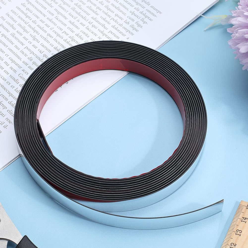 GORGECRAFT 5m*15mm Modanatura Rimuovi e Incolla Argento Flessibile Bordo Specchio Striscia Decorativa Autoadesiva per Parete Soffitto Pannello Pavimento Armadietto Piastrella Bordo Angolo Telaio