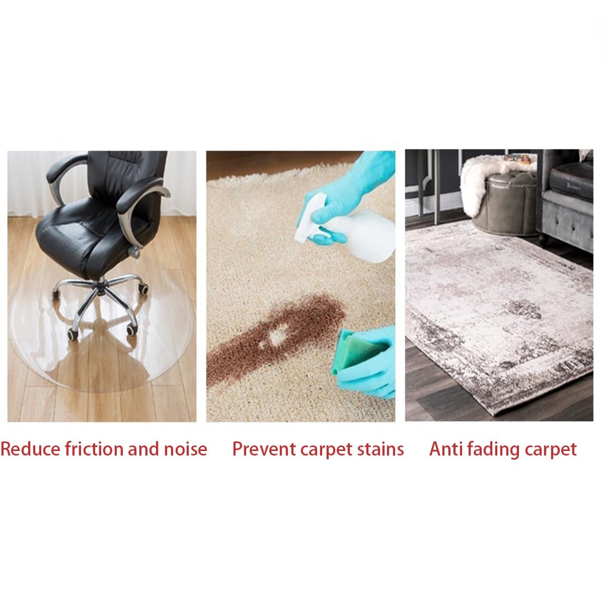 Tapis De Chaise De Bureau Rond Transparent 120cm - Protection Sol Dur Antidérapant 2mm