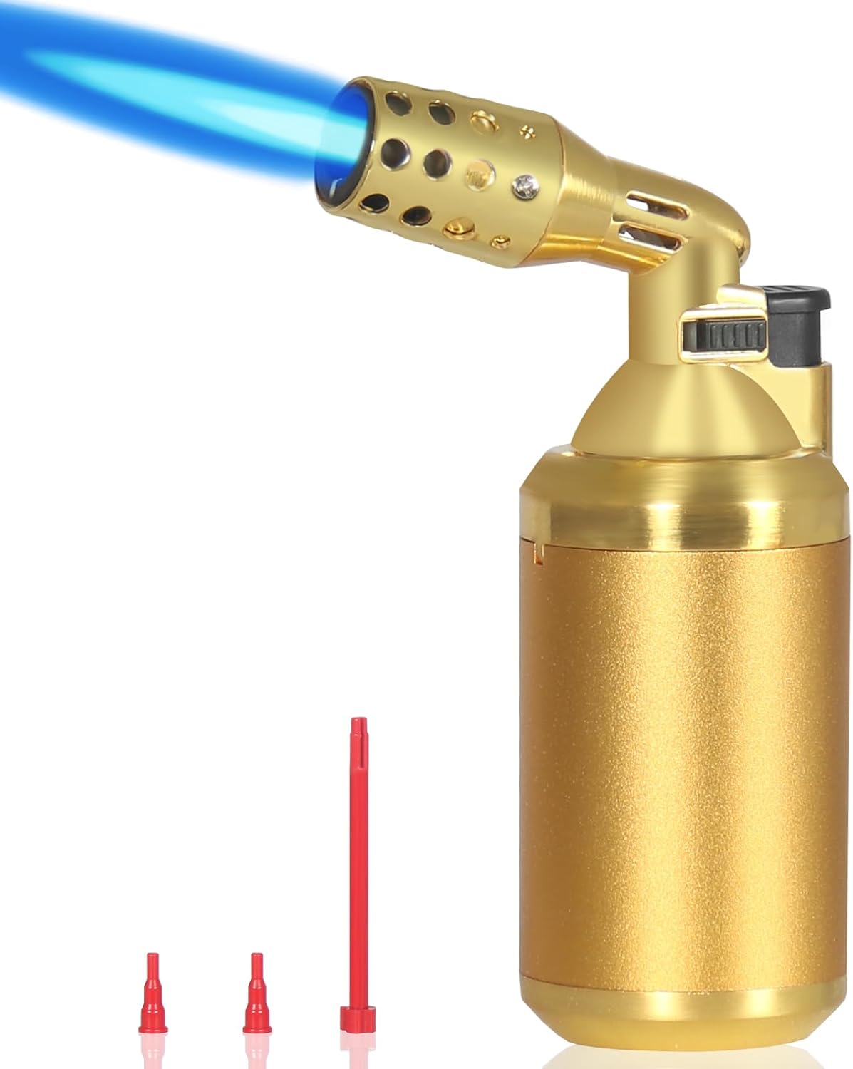 Refillable Butane Torch Lighter, Premium Metal Kitchen Blow Torch With Flame and