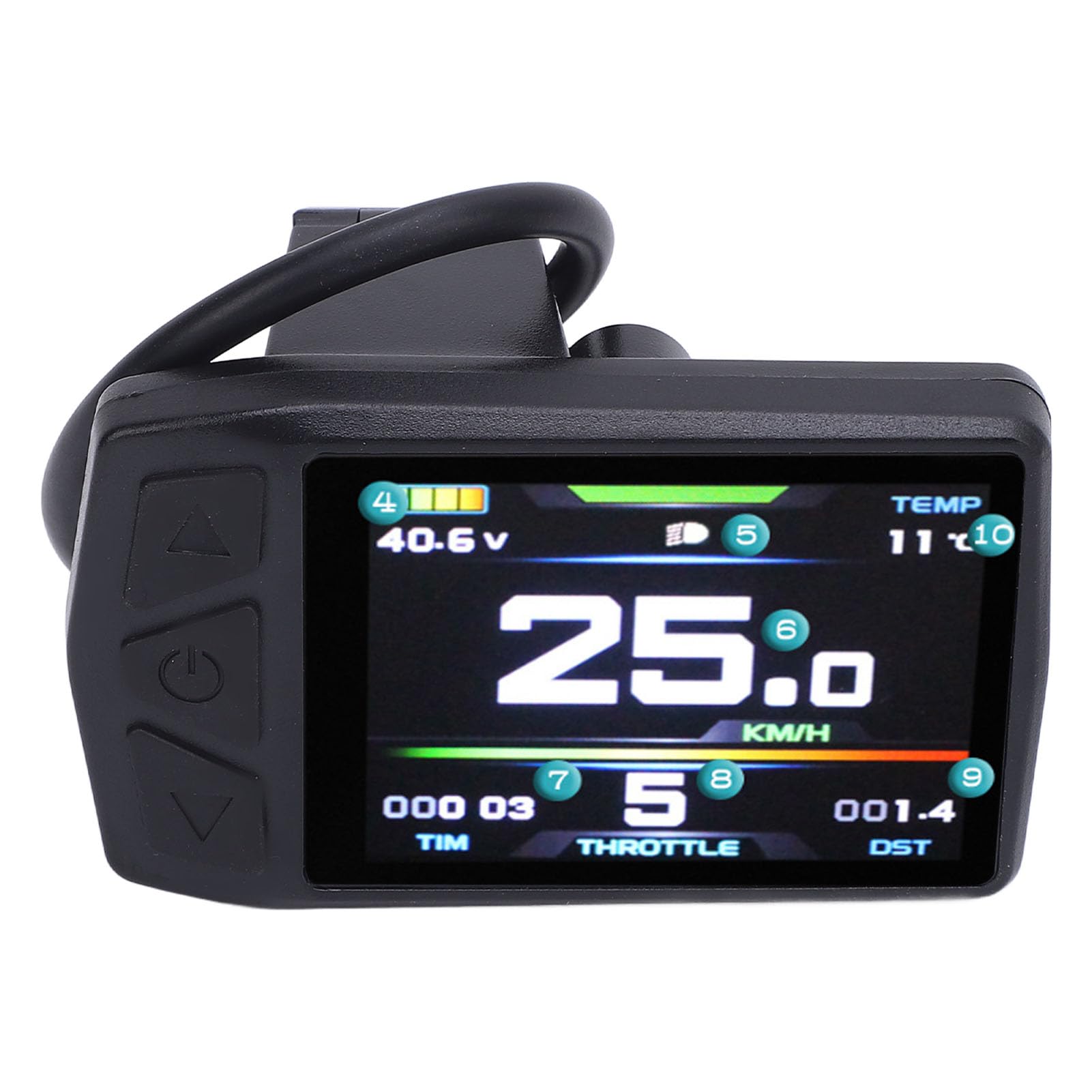 Electric Scooter LCD Display,LCD Panel Meter with USB Charging Port for KT TF01 Controller