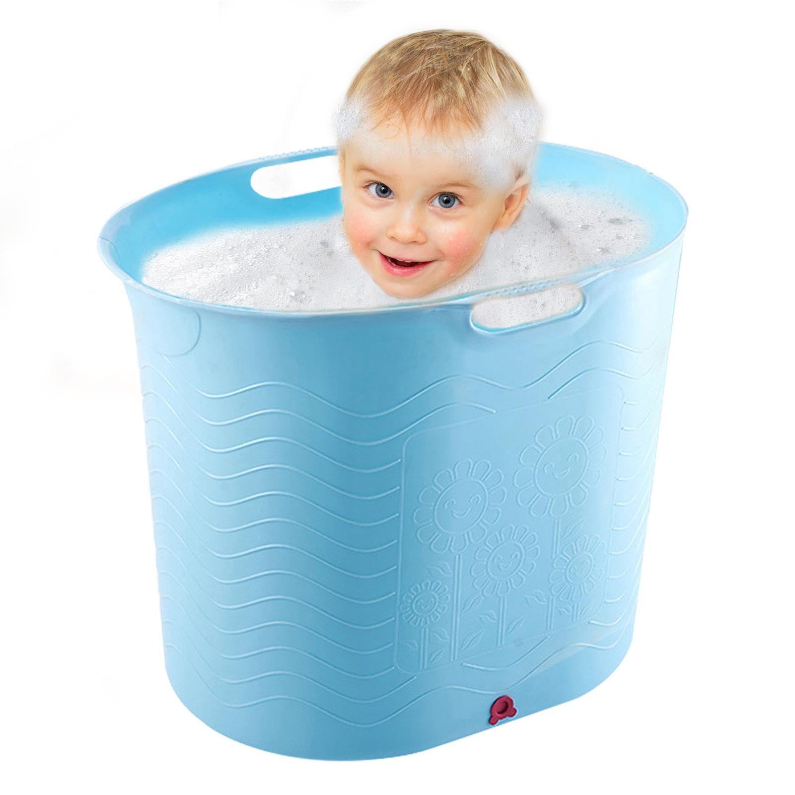 Kinderbadewanne Tragbarer Badeeimer, Mobiler Badezuber, Zubehör, Badartikel | Spa-Erlebnis für daheim, unterwegs oder im Urlaub für Babybadezeit, Kinderbadewanne, rutschfeste Kleinkindwanne, Baby-