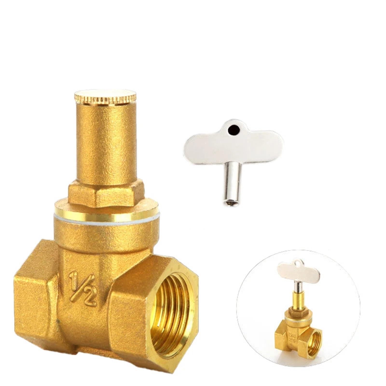 1/2 3/4 1 Inch Brass Gate Valve With Lock Inside The 1Pcs(Size:1-1/2