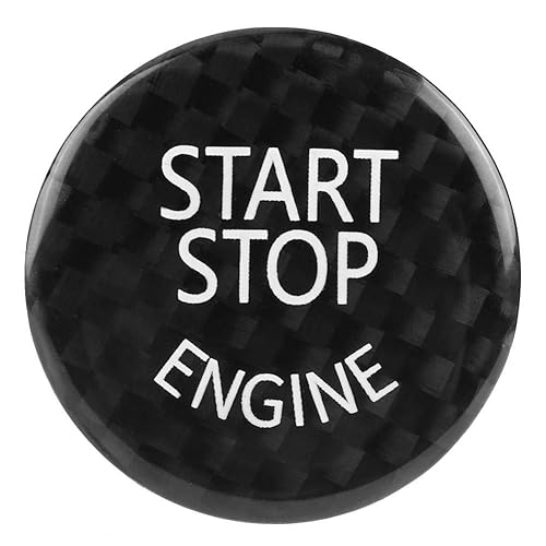 Fydun - Cubierta para botón de arranque y parada del motor de automóvil, cubierta de interruptor de interruptor de fibra de carbono negra, adhesivo