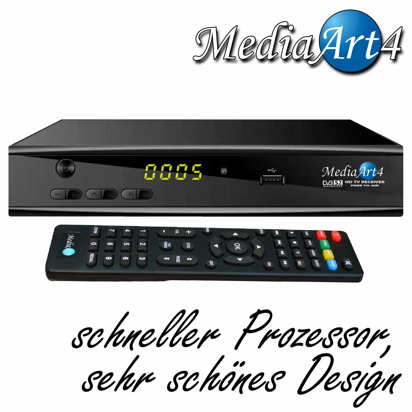 Sat Receiver MEDIAART-4 WLAN programmiert Deutsche Senderliste HD 2xUSB YouTube Full HDTV Scart Camping Receiver