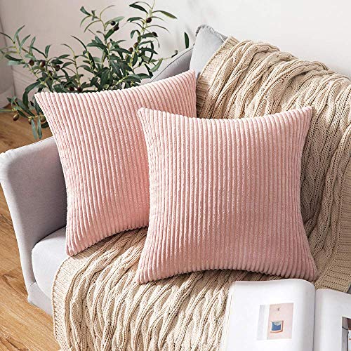 Photo 1 of *COVER ONLY* MIULEE Pack of 2 Corduroy Soft Solid Decorative Square Throw Pillow Covers Cushion Cases Spring Pillowcases for Couch Sofa Bedroom Car 12 x 12 Inch 30 x 30 cm