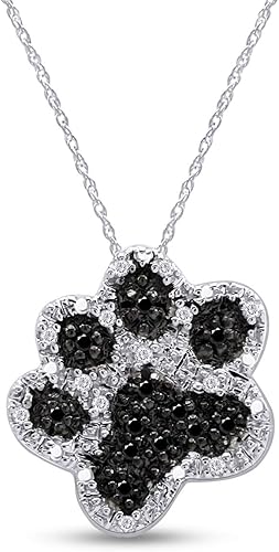 Jewel Zone US - Colgante de plata de ley 925 con diseño de pata de perro, color negro y plata de ley 925