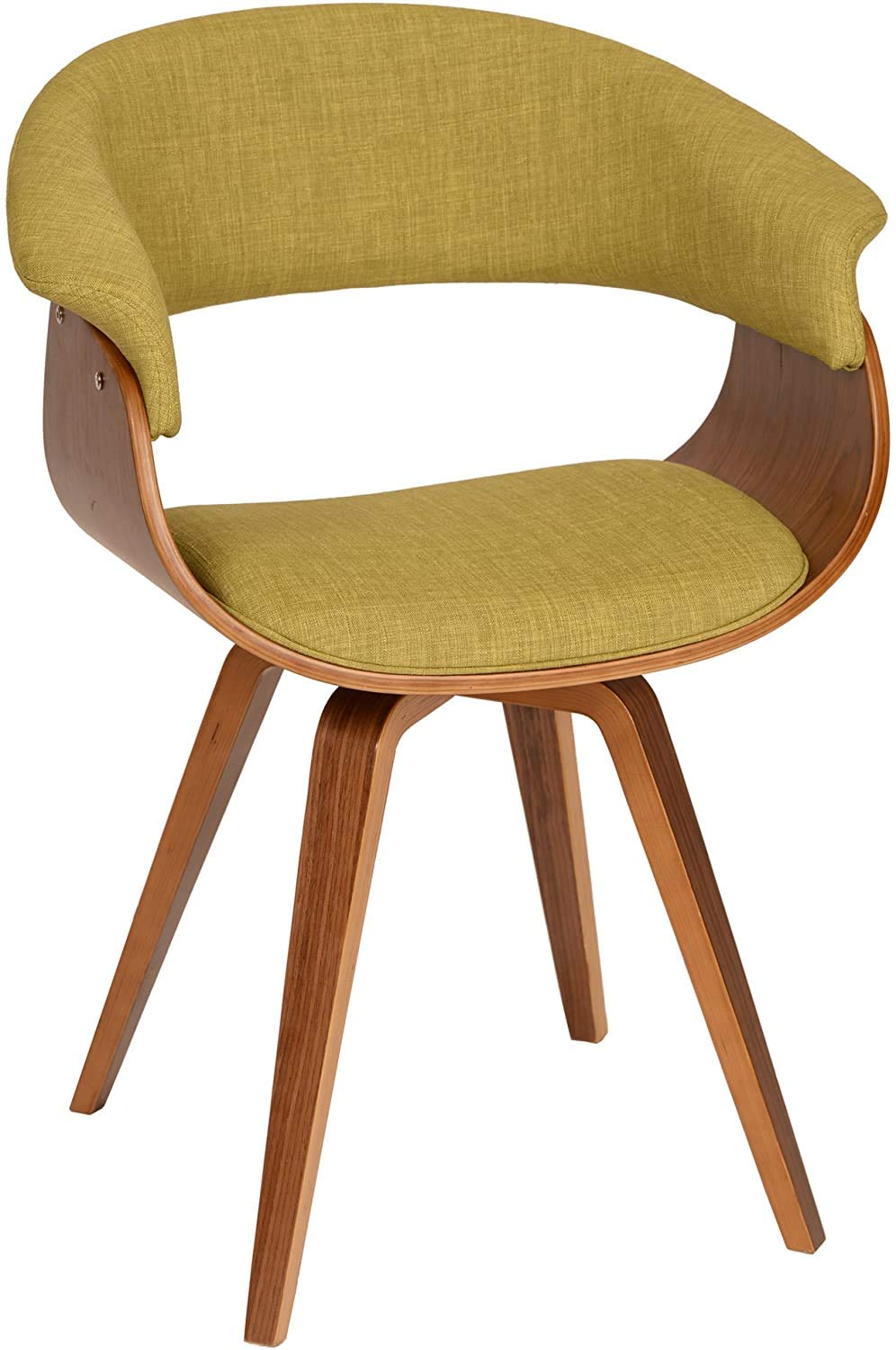 Armen Living Summer Chair in Green Fabric and Walnut Wood Finish