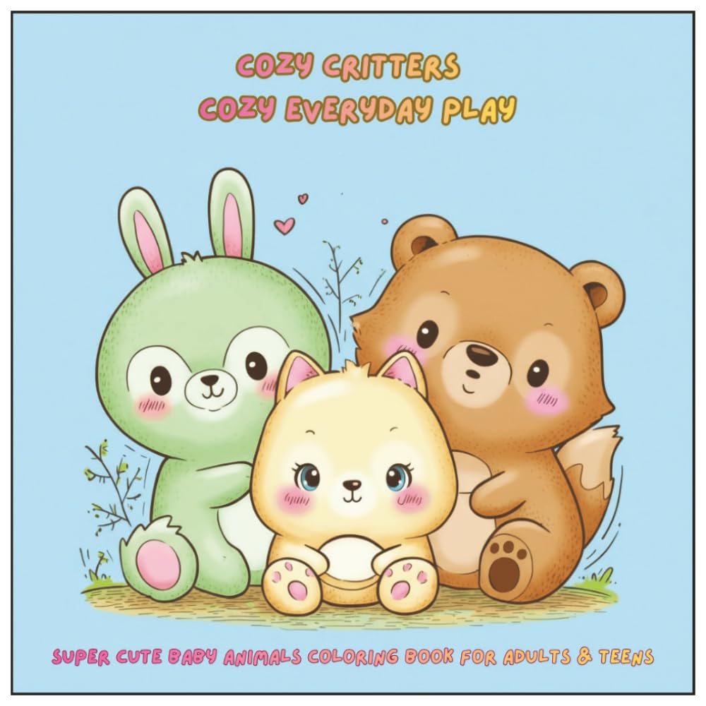 Cozy Critters – Cozy Everyday Play: Super Cute Baby Animals Coloring Book for Adults and Teens