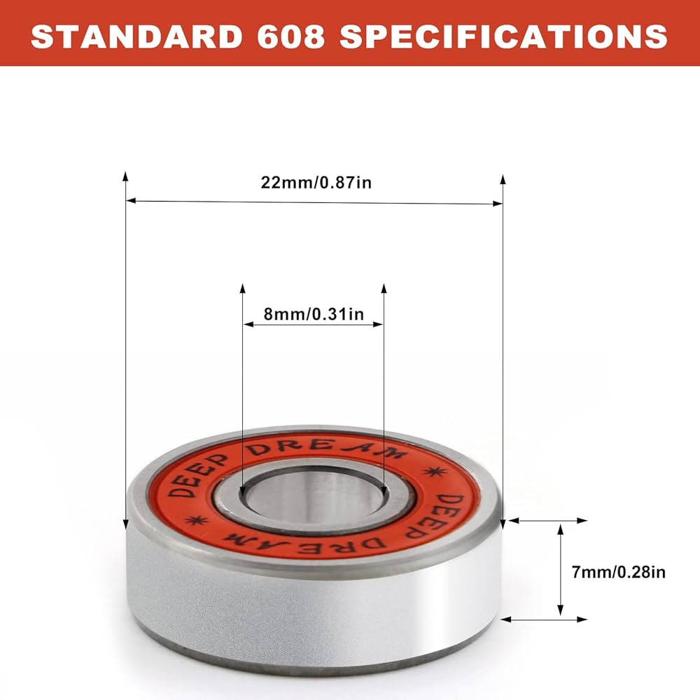 shirakaba TIMESETL 20 Pack 608-2RS Ball Bearings, Double Rubber Sealed